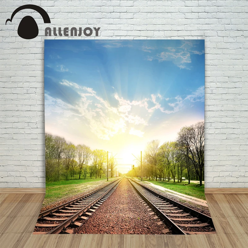 

Allenjoy Backgrounds filming Railway early morning Trees light backdrop photography studio photocall 5x7ft