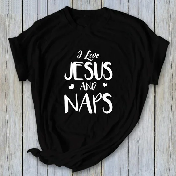 Футболка с надписью I Love Jesus and Naps забавная графическая футболка для