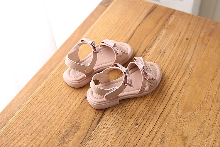 2019 летние новые корейские детские сандалии для девочек с открытым носком с бантом мягкая подошва принцесса обувь детская обувь
