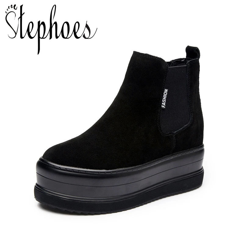 

Stephoes Luxury Brand Women Fashion Ankle Boots Genuine Leather Autumn Winter Height Increasing Chelsea Boots Women Martin Boots