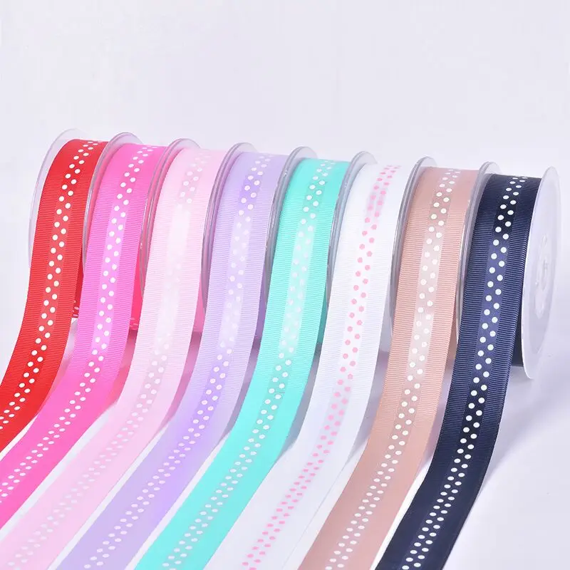 

New 10yards 1 " 25 mm soild color grosgrain ribbon with satin printing dots