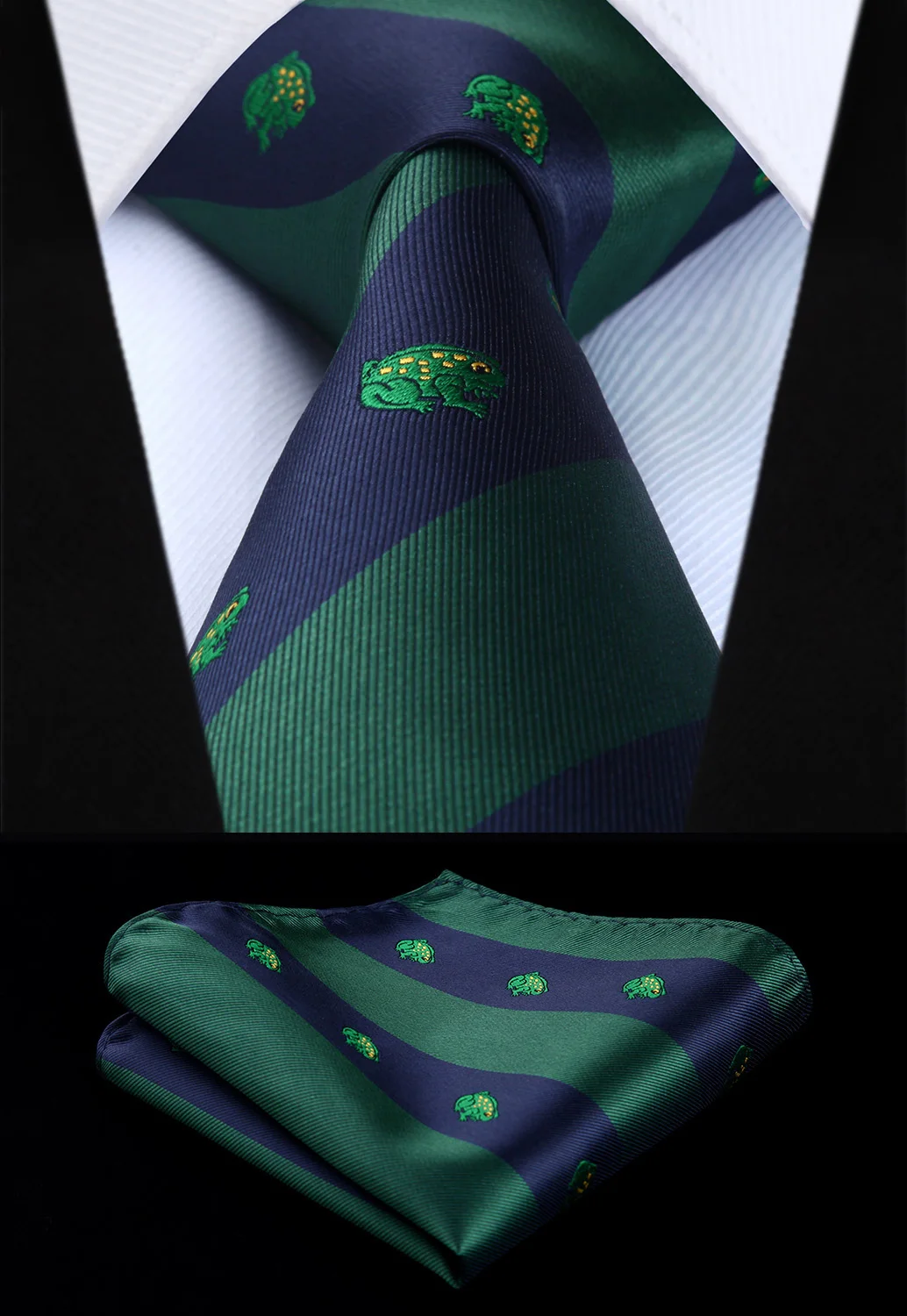 Тканые Классический Для мужчин галстук tga12g8s зеленый Темно-синие животных 3.4 "шелковый галстук платок вечерние Свадебные платок Набор