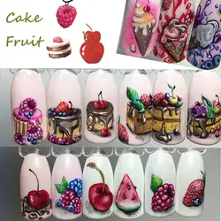 Наклейки для ногтей торт фруктовый Маникюр Лето Мороженое 18 стилей переводная наклейка для ногтей ретро