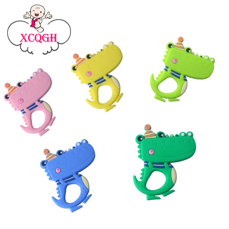 

XCQGH Newborn Teether Silicone Baby Bite Chews Teether Crocodile Baby Molar Rubber Environmental Protection Safety Food Grade