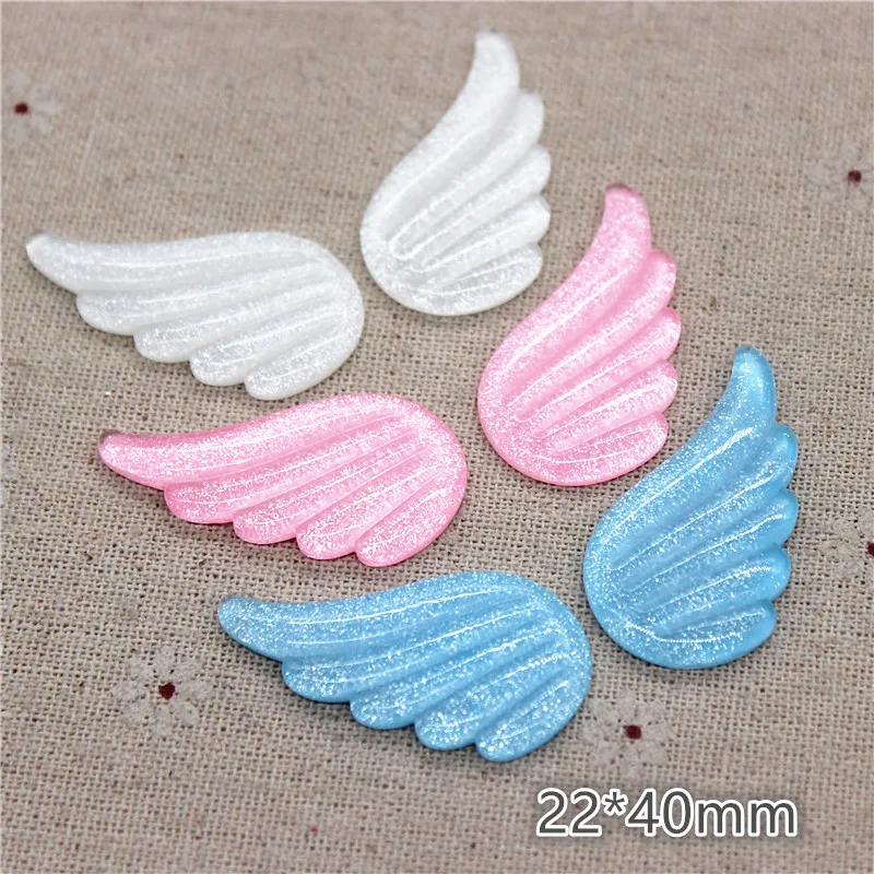 10pcs(5pairs) Shiny White/Pink/Blue Resin Angel Wing Miniature Art Supply Decoration Charm DIY Accessory,22*40mm