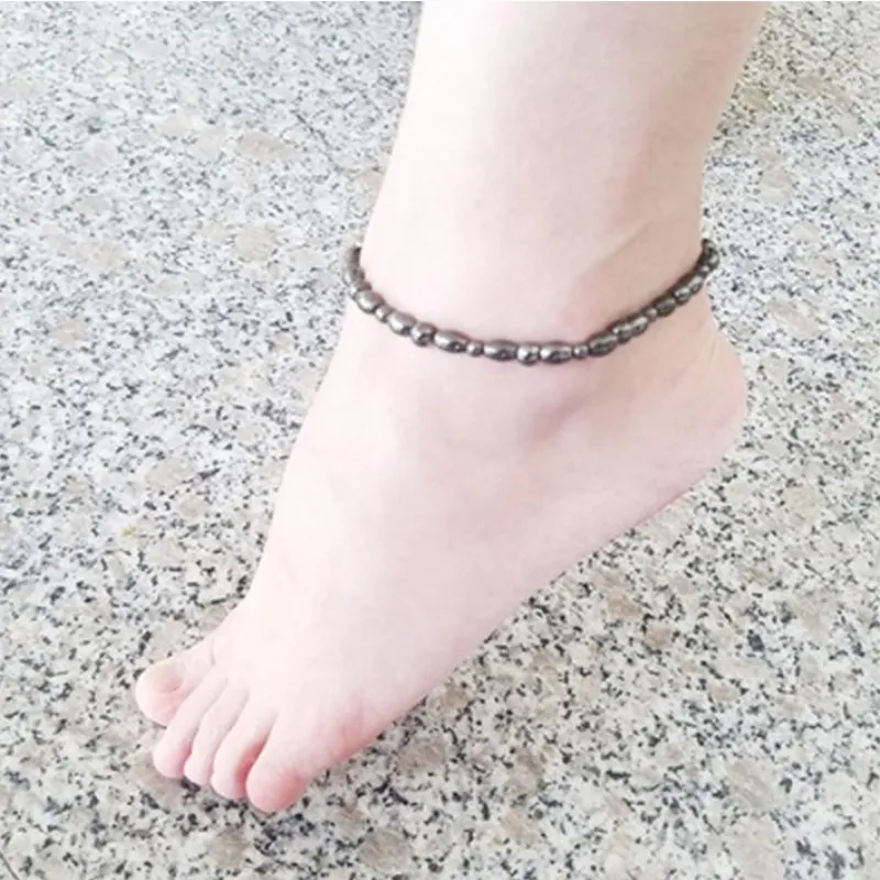 2 шт./лот, магнитный браслет для потери веса+ ножной браслет с черным камнем, магнитный браслет, ножной браслет, продукт для потери веса, ювелирные изделия для здоровья