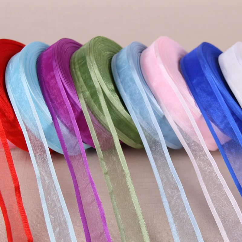 

45Meters/Roll 20mm Chiffon Organza Ribbons Birthday Cake Box Packaging Wedding Candy Box Wrapping DIY Crafts Flowers Decoration