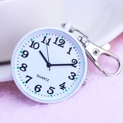 Для женщин и мужчин большой металлический корпус простой Брелок кварцевые карманные часы для детей студентов девочек мальчиков портативные электронные часы - Цвет: white