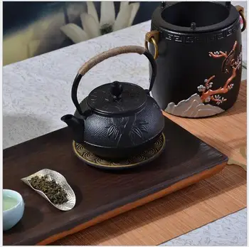 

Japanese Style uncoated Cast Iron Kettle Tetsubin Teapot cooking tools black hobnail tea pot kettle kungfu tea sets drinkware