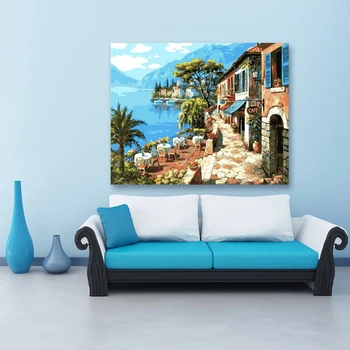 

paint by number art painting by numbers European Harbour Town