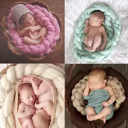 Для новорожденных Подставки для фотографий фон для фото Одеяло шерсть твист оплетка корзина писака младенческой Одеяло
