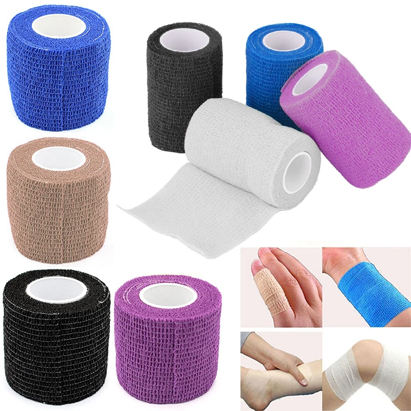 Billede af 3 Size Colorful Self Adhesive Elastic Bandage Colorful Sport Tape Elastoplast Emergency Muscle Tape First Aid Tool Knee Support