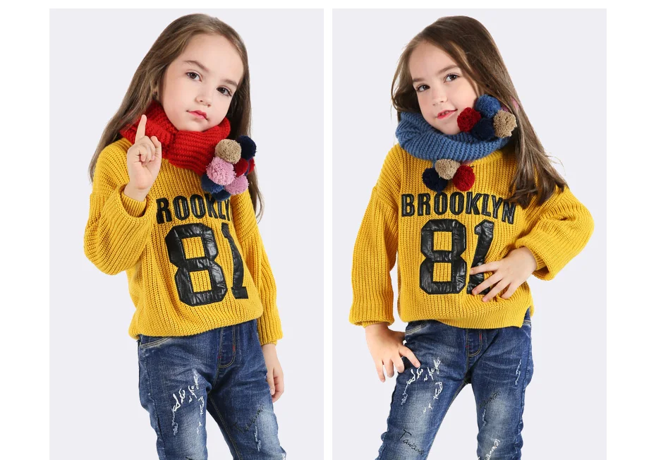 VIANOSI зимний детский шарф, модные вязаные шарфы для девушек, хлопковый теплый плотный детский шарф, 10 цветов CH004