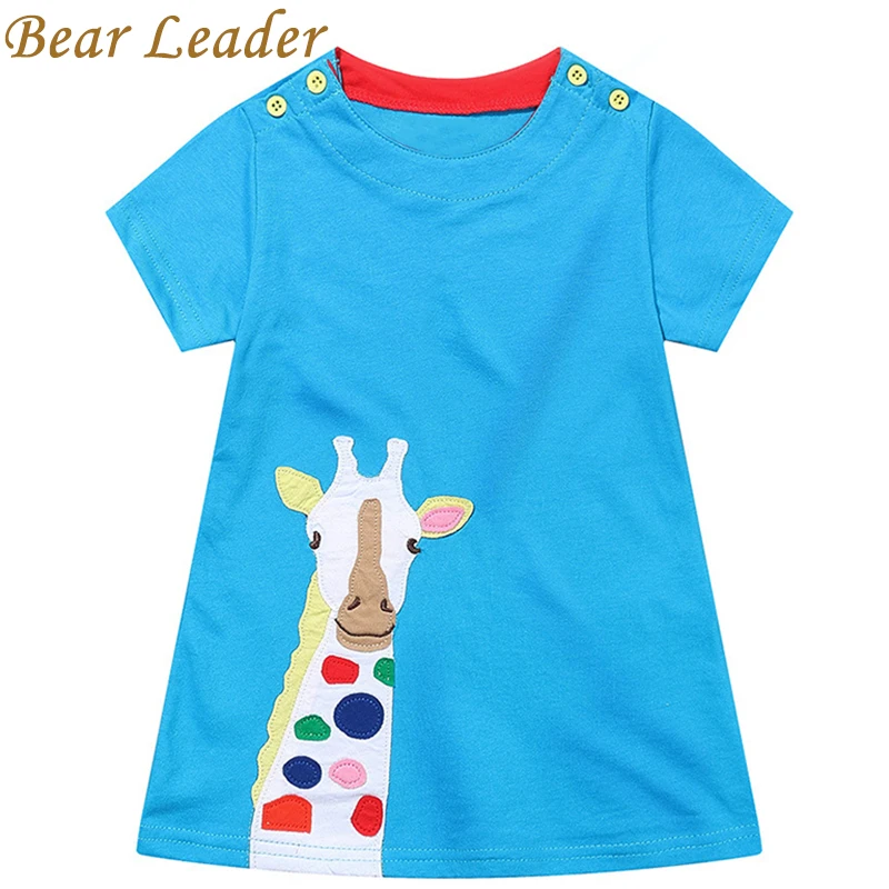 

Bear Leader Girls Dress 2017 Brand Summer Style Kids Dress Cartoon Striped Pattern Printing Design Girls Dress Children Clothing