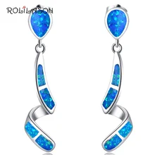 925 Sterling Silver Drop Earrings Party gift Created blue Fire opal jewelry Earrings For Women SE008 v ya 925 sterling silver moon shape drop earrings elegant green opal stone earrings vintage women earrings female fine jewelry