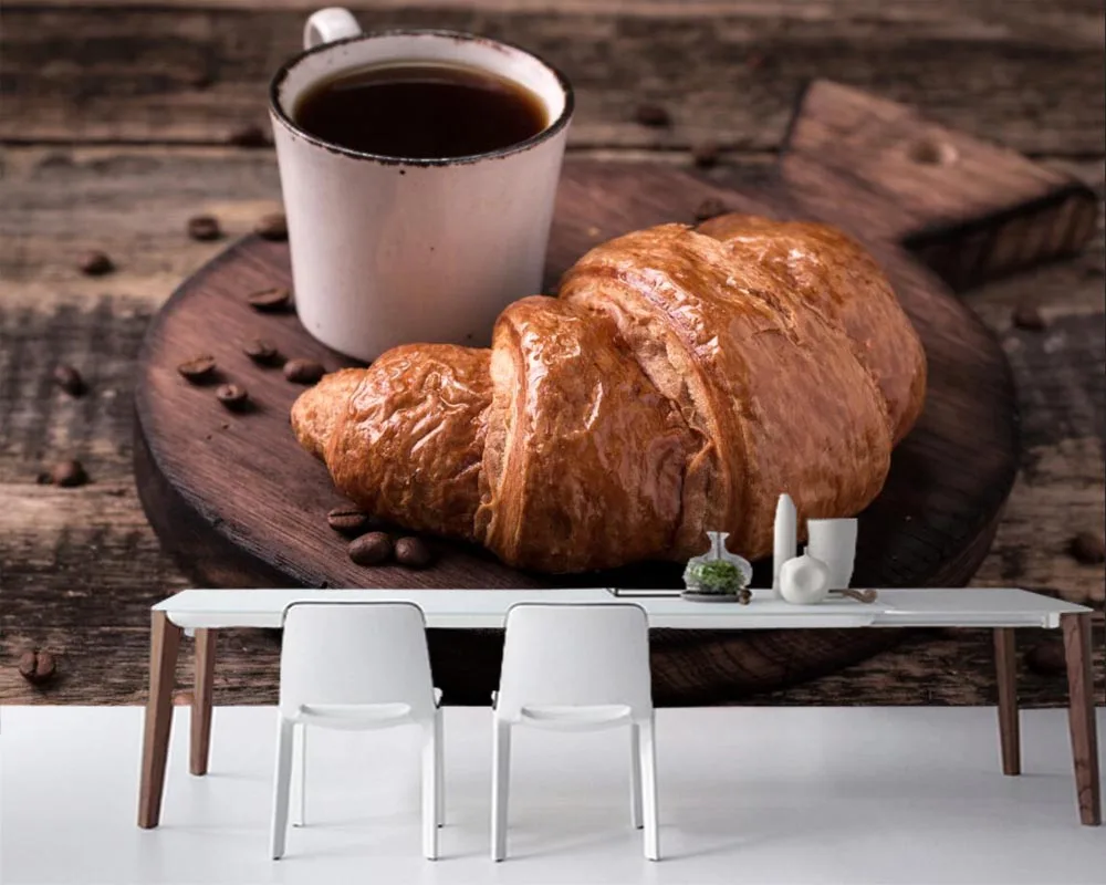 

Papel de pared Croissant Coffee Mug Grain Food wallpaper,living room kitchen restaurant fast food shop bar cafe custom murals