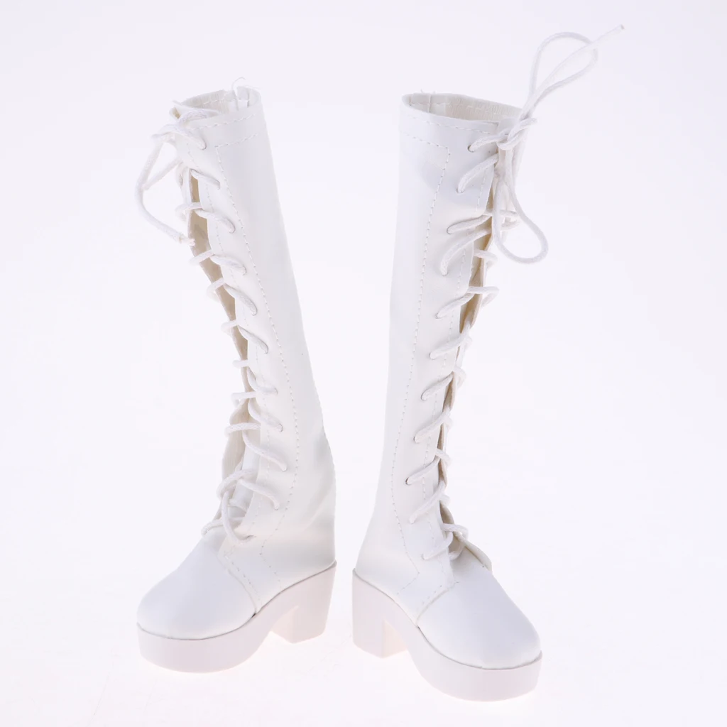 Trendy Princess Lace-Up High Heel Martin Boots for 1/3 BJD 60cm Doll Clothes Decor Dress Up Accessories - White 