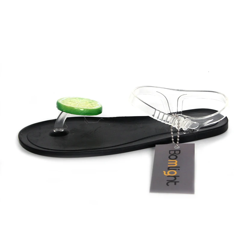 Женские прозрачные резиновые босоножки Bomlight недорогие с цветком на клипсе