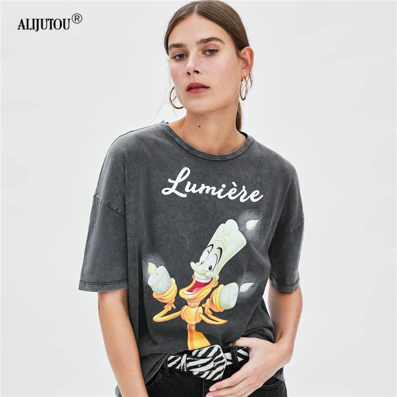 Banana Candle Cartoon T-Shirt Women Summer Harajuku Casual Printed Round Neck Short Sleeve Tee zaraing Streetwear Tshirt tops