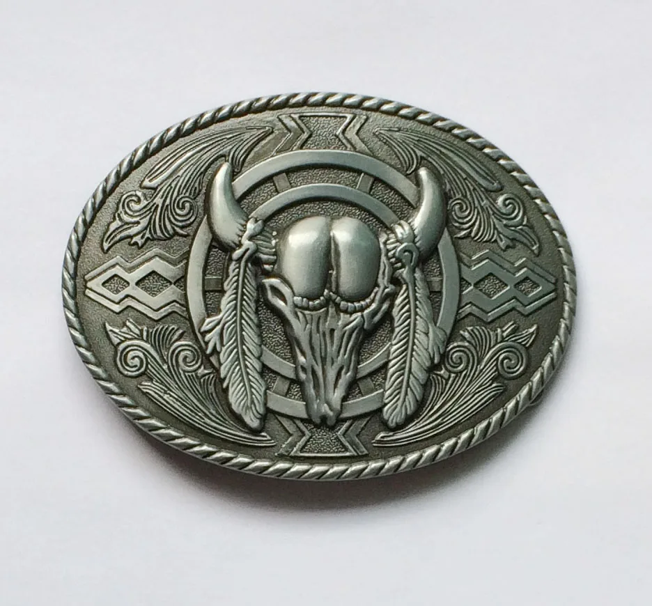 

Skull Bull Indian Western Belt Buckle