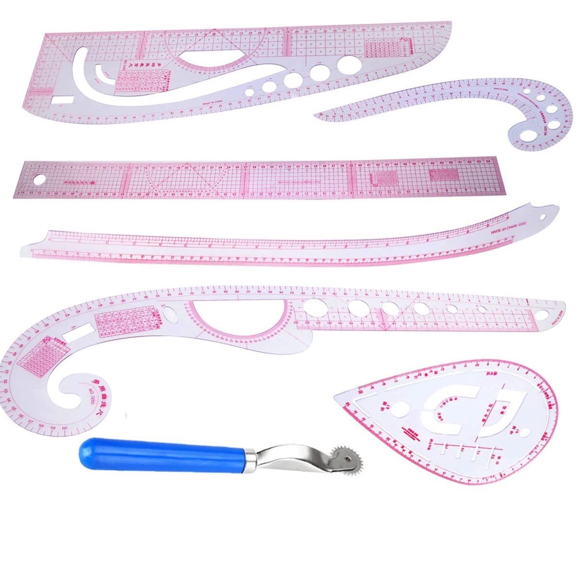 7pcs/set Curve Ruler Styling Drawing Line Straight Sewing Making Clothing Design Multi Function Sewing Measure Tools