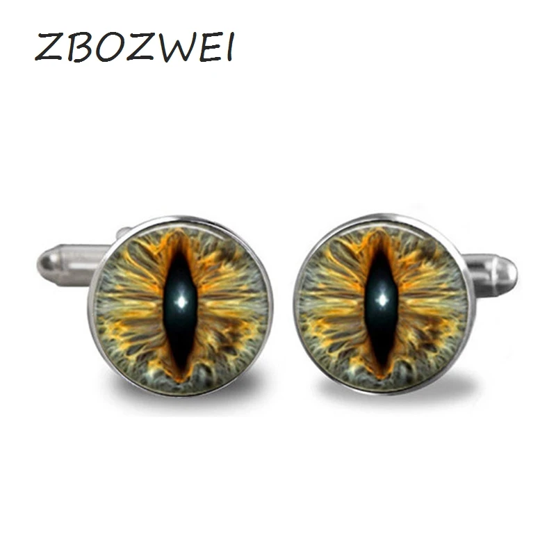 

ZBOZWEI Fashion Handmade Cufflink Dragon Eye Colorful Glass Cabochon Dome Personality Witchcraft High Quality Cufflink Jewelry