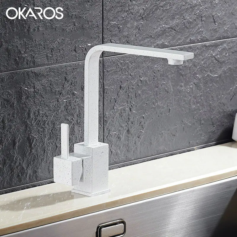 Kitchen Basin Design Promotion-Shop for Promotional Kitchen Basin ... OKAROS New Design Kitchen Faucet Quartz Stone Brass Body 360 Degree  Rotation Vessel Sink Basin faucet Single Handle Mixer Tap