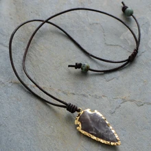 Мужской натуральный ювелирный камень позолоченный наконечник кожаный шнур ожерелье с подвеской в стиле стимпанк ожерелье «любовники» пары мужчин s ожерелье
