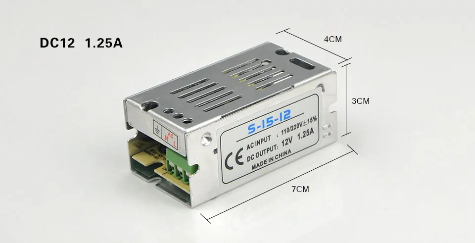 Алюминий чехол трансформаторы AC110V 220V постоянного тока до DC12V 1A 2A 3A 5A 8.5A 10A 15A 20A переключатель Питание для Светодиодные ленты света