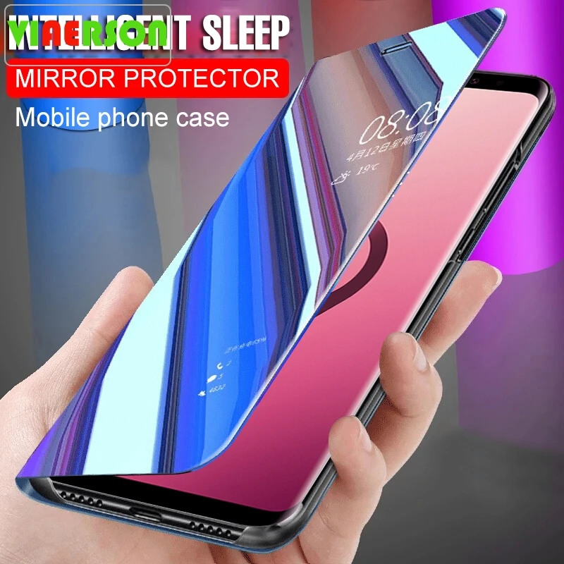 Роскошный зеркальный флип-чехол с покрытием для Samsung Galaxy S8 S9 PLus S7 Edge Note 8