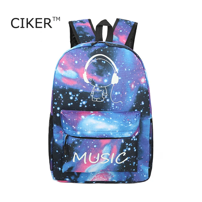 CIKER Brand luminous Galaxy printing font b backpack b font women font b laptop b font