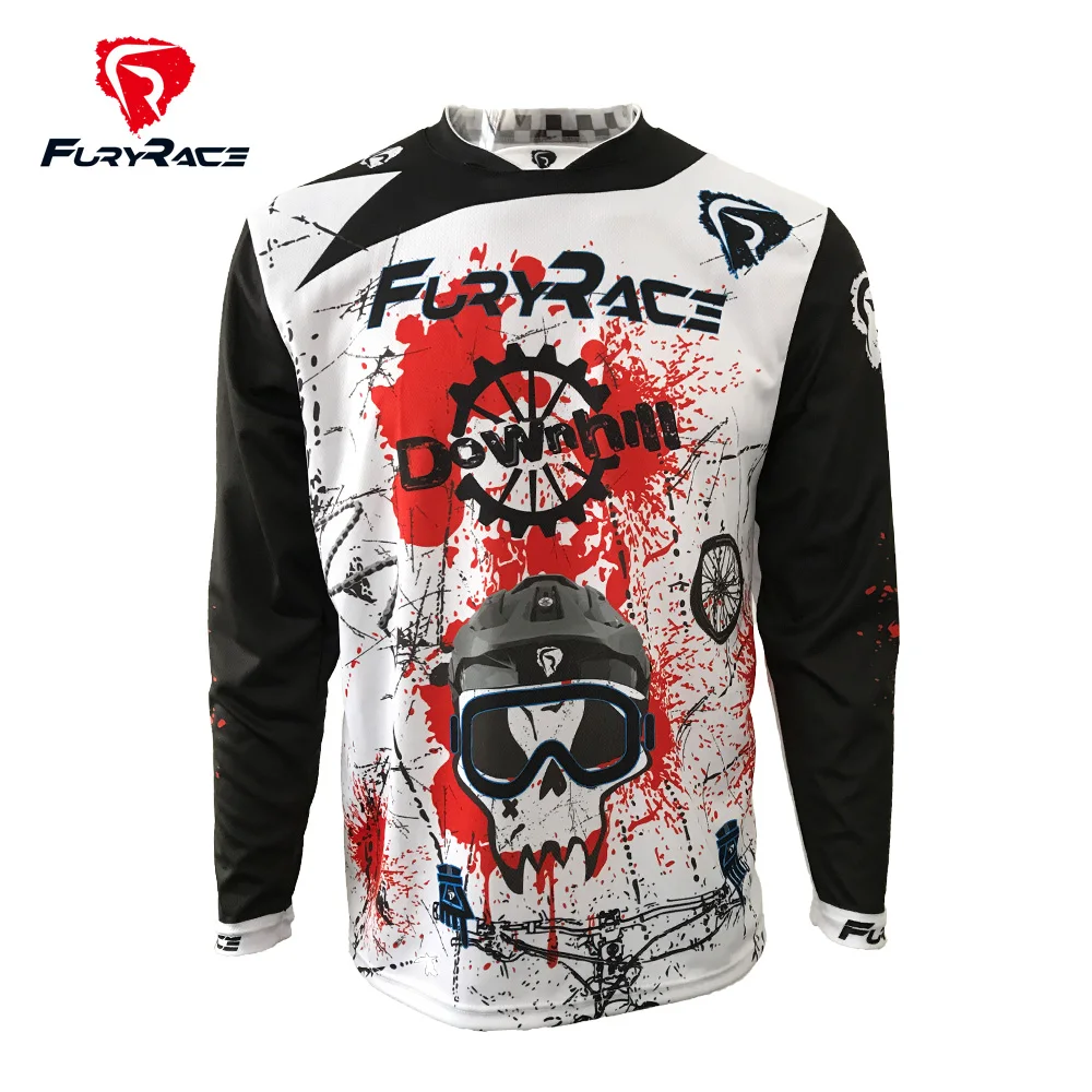cheap FURY RACE 2017 Cool Skull Head Men Bloody Downhill Jersey Mountain Bike MTB Cycling Clothing DH Motorcyle Racing Riding Clothing
