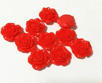 

20mm 100pcs/lot red color resin rose flower (back perforation) for chunky beads necklace jewelry making