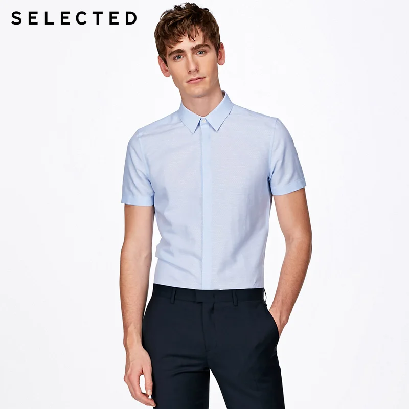 

SELECTED Men's Spring & Summer Pure Color Short-sleeved Shirt T|418204511