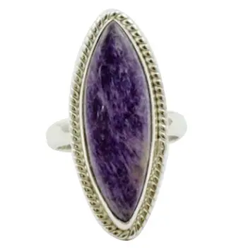 

Lovegem Genuine Charoite 925 Sterling Silver,Size :7, AR3401