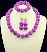 Lujo perlas Africanas joyería conjunto púrpura perlas de Imitación de la joyería de la novia boda nigeriano beads africanos joyería Conjunto