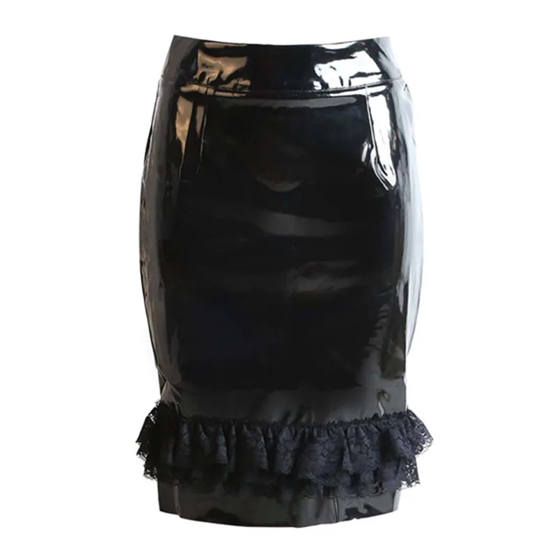 fur skirt black