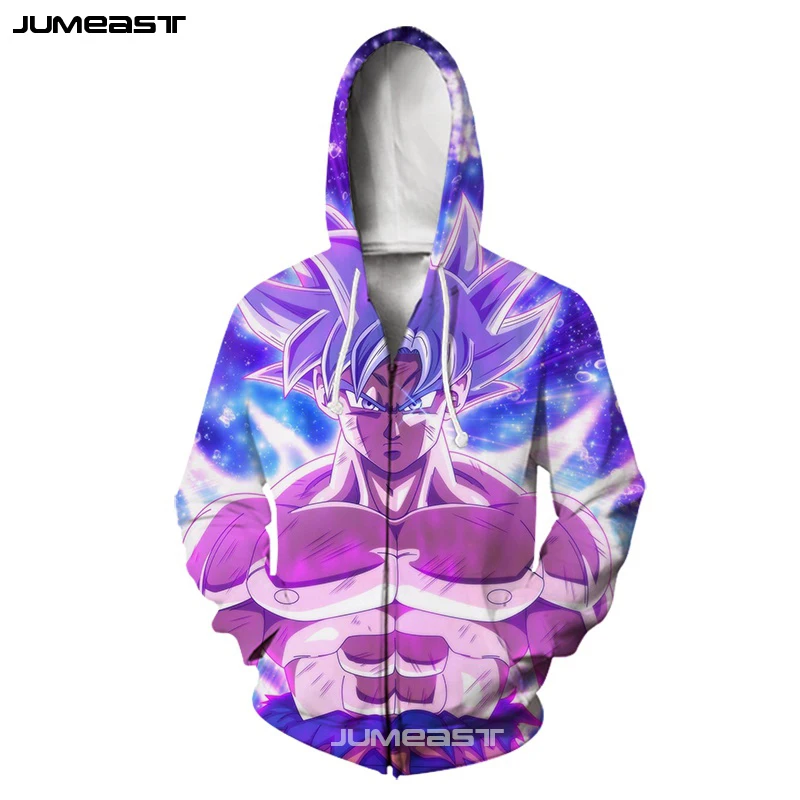 Jumeast Super Saiya мужские/женские толстовки на молнии с 3D принтом мультяшный Жемчуг