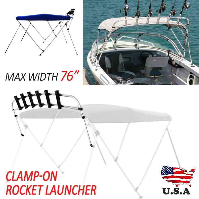 Mayitr Aluminum Fishing Rack Boat Rod Rack Rocket Launcher Rod Holder 6