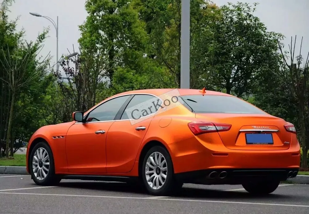 Orange Матовый хром винил автомобилей wrap Винил изменение цвета клей матовая пленка С Воздушного Пузыря Free Metallic