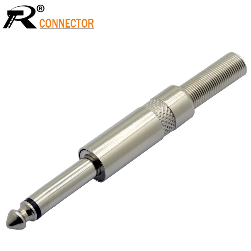 

1pc Jack 6.35MM Wire Connector Nickel plated audio speaker plug with spring assembly 6.35mm MONO male plug rca