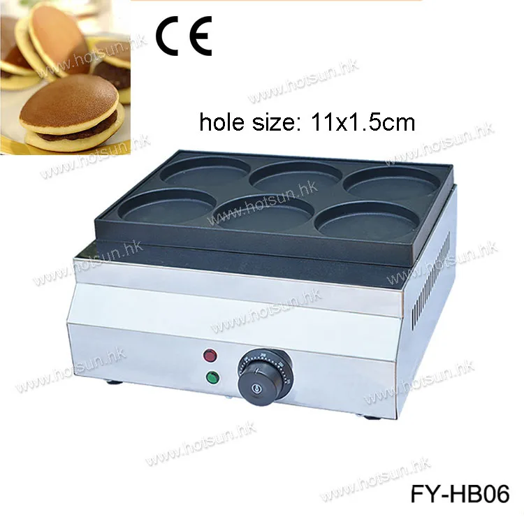 Commercial Non stick Electric 220V 6pcs 11cm Pancake Dorayaki Iron Maker Baker Machine
