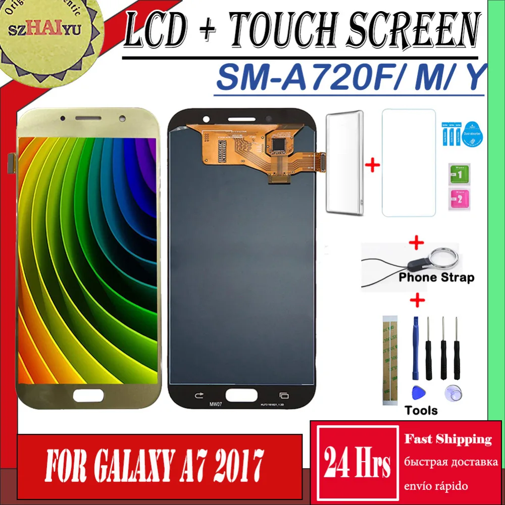 

SM-A720/F/M/Y For Samsung Galaxy A7 2017 A720 LCD Display + Touch Screen A720F A720M A720Y Screen Adjust Brightness TFT 5.7inch