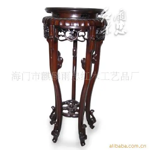 Ming and Qing classical mahogany black sticks of wood flower pots stand tall grass dragon circular