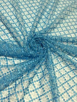 

French Net Lace Fabric Latest African Lace Fabric With Beaded SequinEmbroidery Mesh Tulle Lace Fabric High quality Nigerian Lace