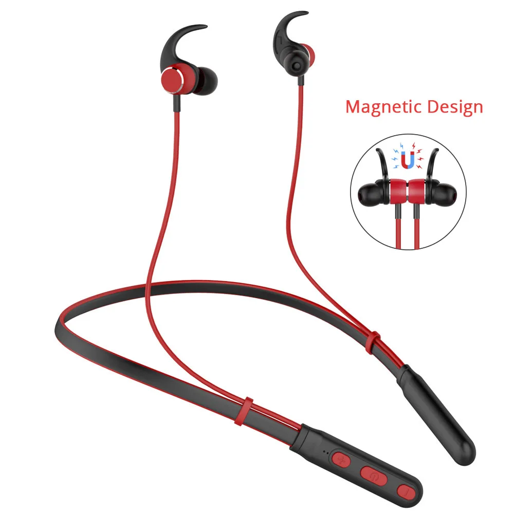 Kopen IPX5 Waterdichte Stereo Sport Oordopjes Nekband Magnetische Transpiratie Bluetooth Oordopjes Headset met Microfoon voor Xiaomi iPhone X 8