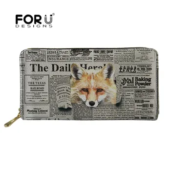 

FORUDESIGNS 2019 Women Wallet Purse Fox Printed Female Long Wallets Pouch Handbag Coin Purse Card Holders Party Bags Femme