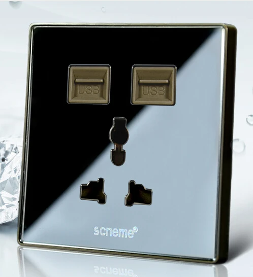 Double USB Outlet Power Wall Socket Universal Plug Switch Free Shipping