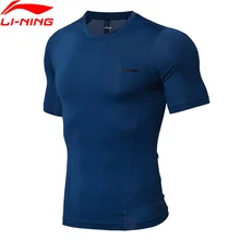 Li-Ning мужская тренировочная серия обтягивающее функциональное нижнее белье дышащая плотная посадка полиэстер спандекс подкладка Спортивная футболка AUDN095 MTS2862