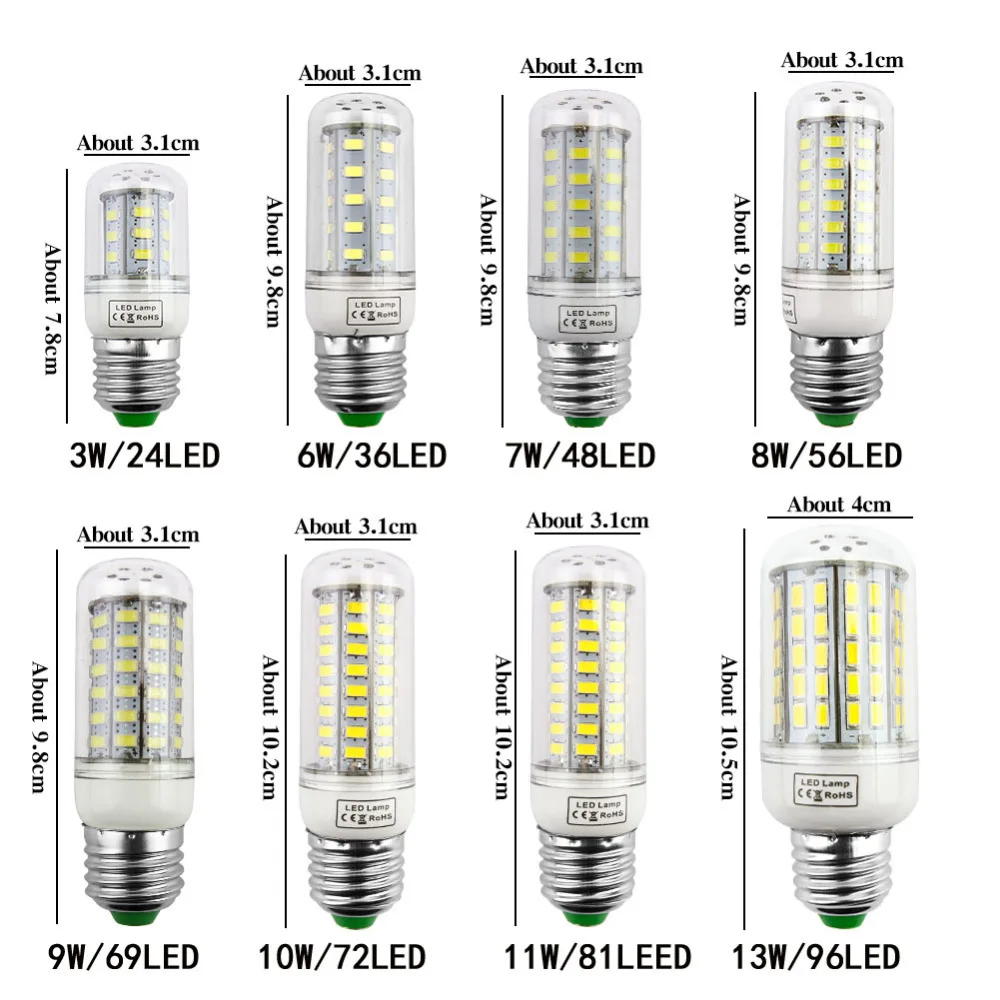 Светодиодный светильник-кукуруза E27, E14, 110 В, 220 В, SMD5730, 3 Вт, 7 Вт, 12 Вт, 15 Вт, 18 Вт, светильник, лампада, светодиодный, диодные лампы, энергосберегающий светильник для дома